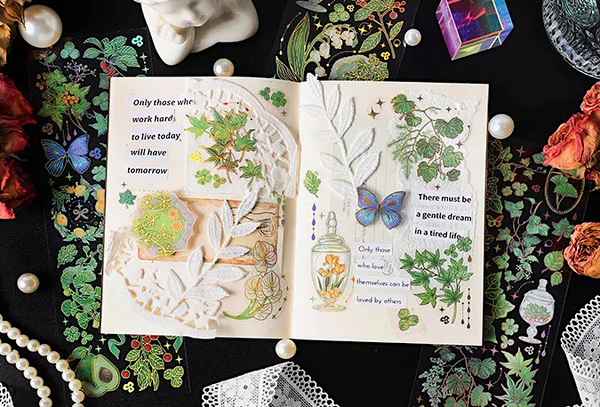 Floral Bronzing Journaling Stickers