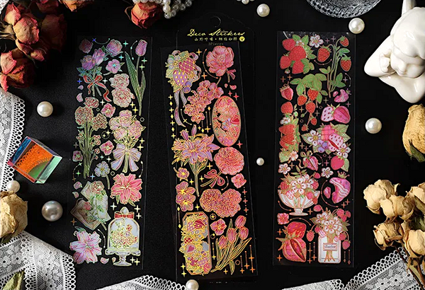 Floral Bronzing Journaling Stickers