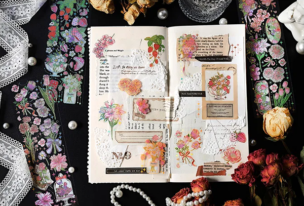 Floral Bronzing Journaling Stickers