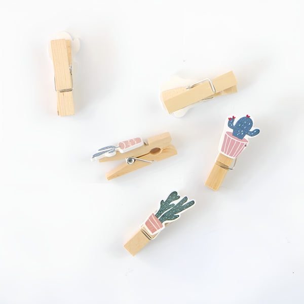 Cactus Wooden Pegs - Set of 10