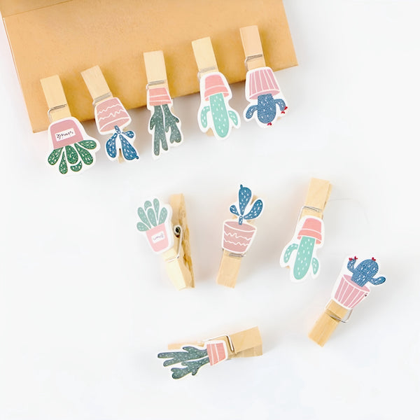 Cactus Wooden Pegs - Set of 10