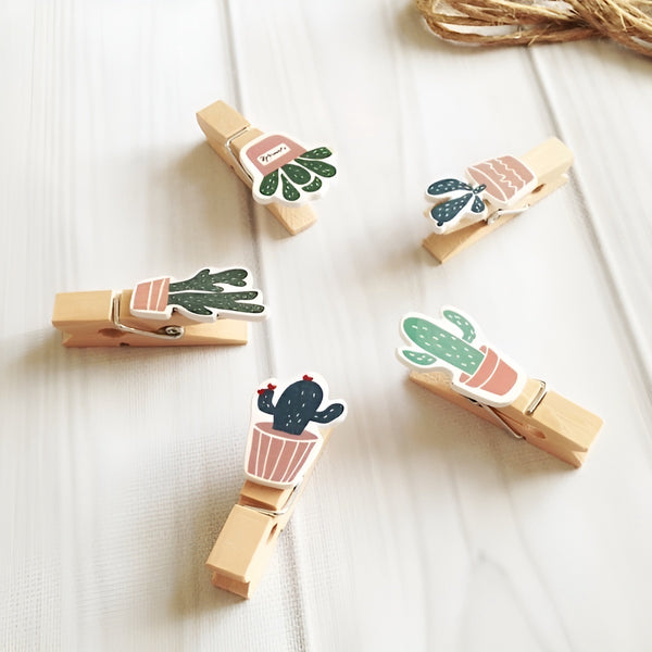 Cactus Wooden Pegs - Set of 10
