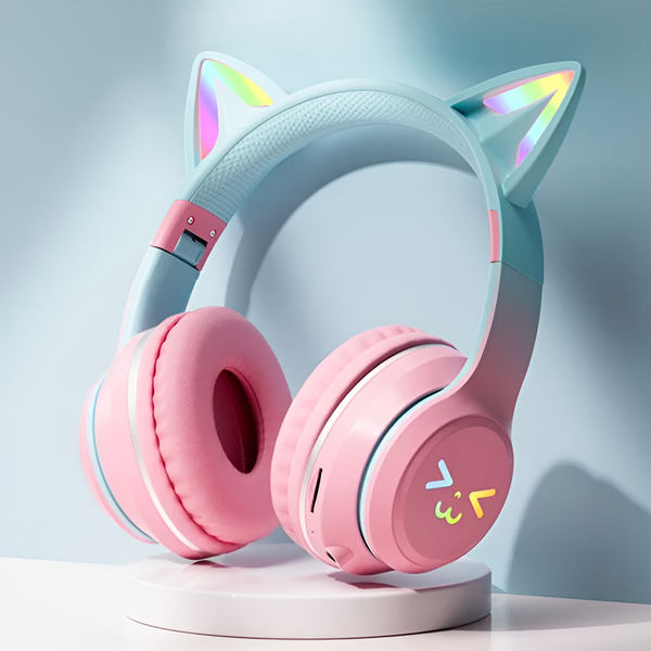 Cat Ears Colorful Glow Wireless Headset (3 Color Combinations)
