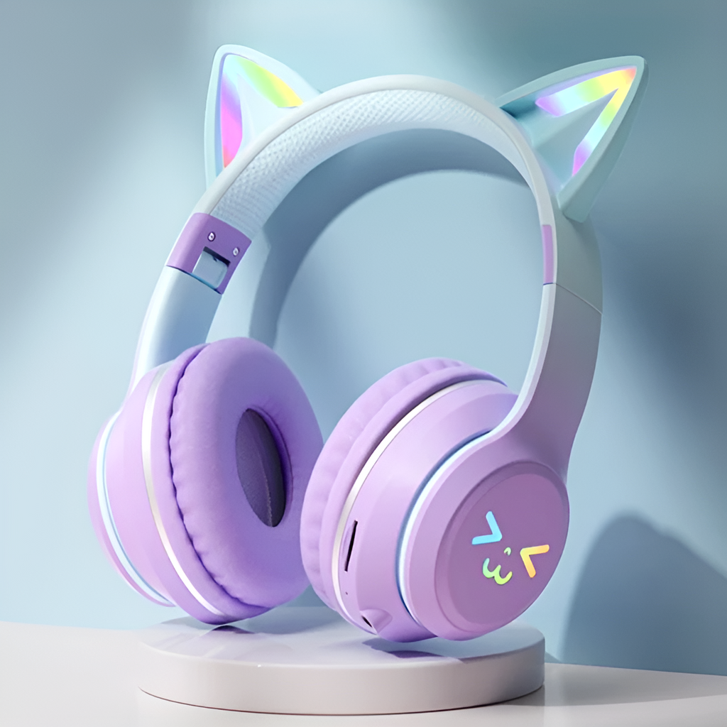 Cat Ears Colorful Glow Wireless Headset Kawaii Pen Shop