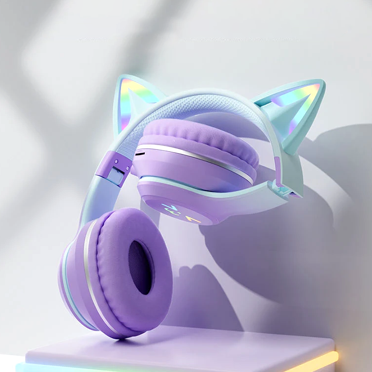Cat Ears Colorful Glow Wireless Headset Kawaii Pen Shop