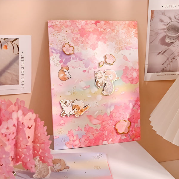 Cherry Blossom Cats Greeting Card