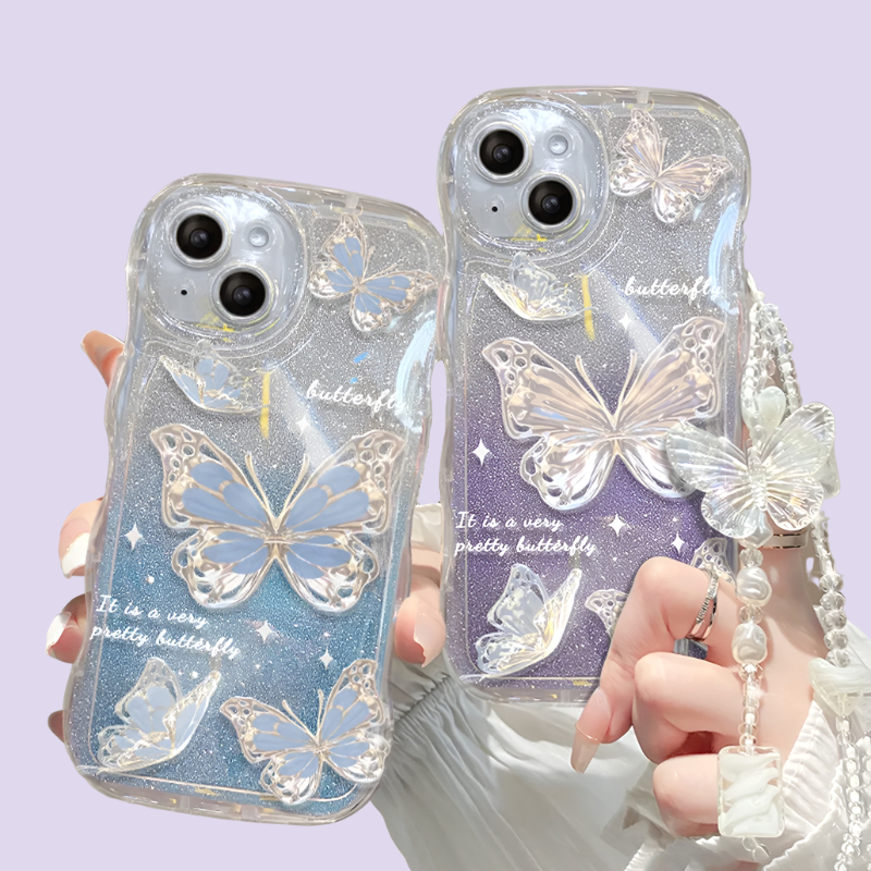Crystal Butterflies iPhone Case + Phone Charm