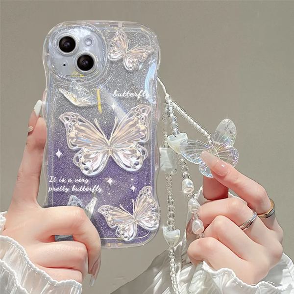 Crystal Butterflies iPhone Case + Phone Charm