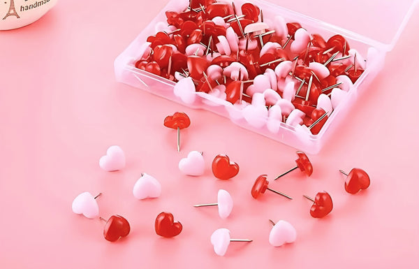 Heart Shaped Push Pins (50 Pcs)
