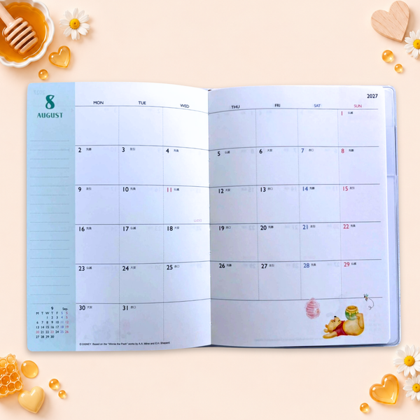 Winnie The Pooh 2027 Schedule Book - Hearts