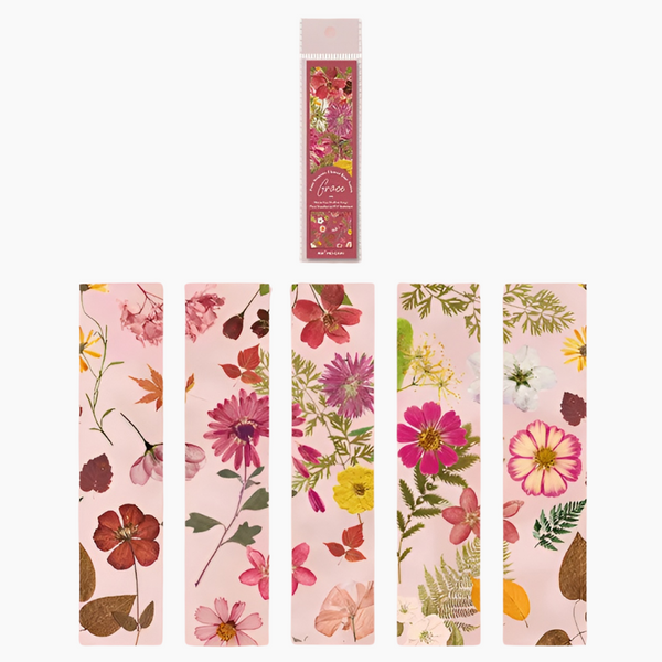 Pressed Flower Transparent Bookmarks - Set of 5