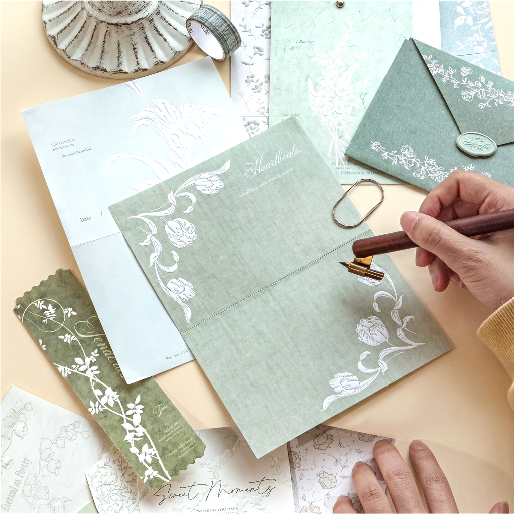 Embossed Floral Letter Set - Vintage Correspondence | Kawaii Pen Shop