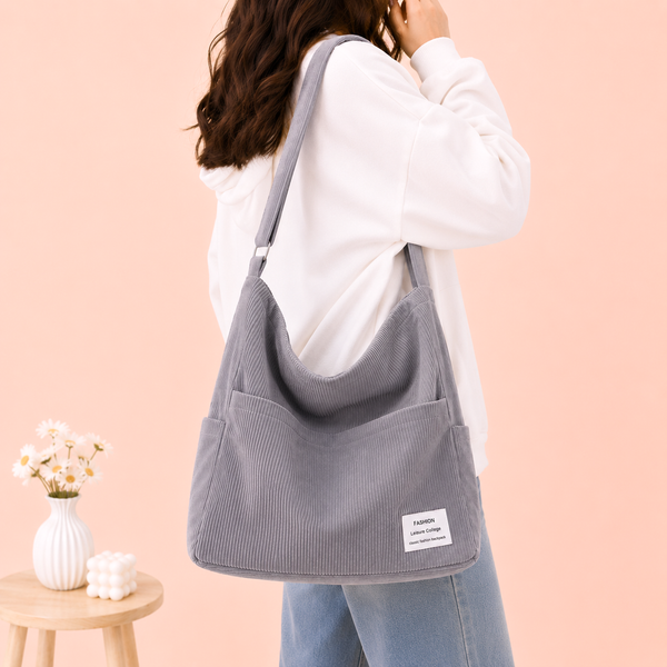 Everyday Corduroy Shoulder Tote