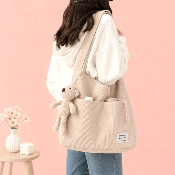 Everyday Corduroy Shoulder Tote