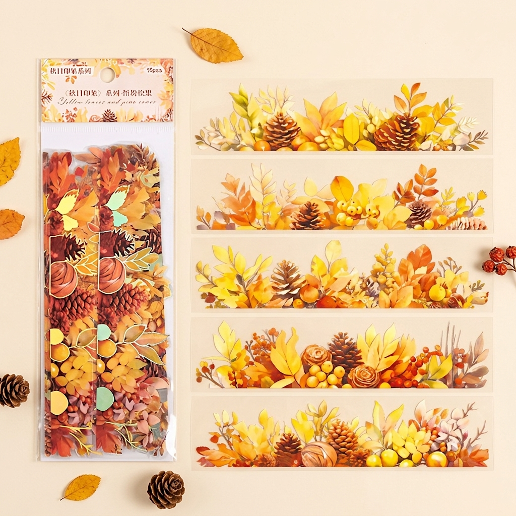 Autumn Leaves Long Strip Stickers - 6 Foil Strips