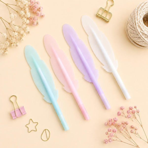 Pastel Feather Gel Pen – Soft Grip Writing Pen
