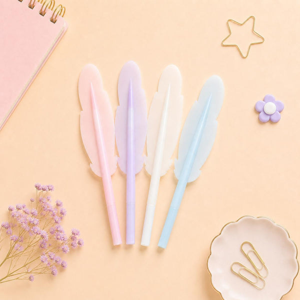 Pastel Feather Gel Pen – Soft Grip Writing Pen