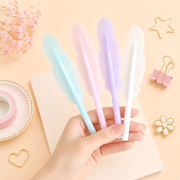 Pastel Feather Gel Pen – Soft Grip Writing Pen