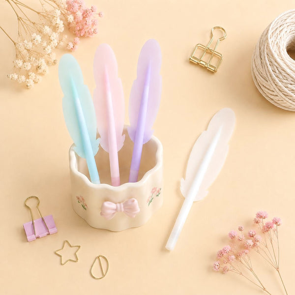 Pastel Feather Gel Pen – Soft Grip Writing Pen