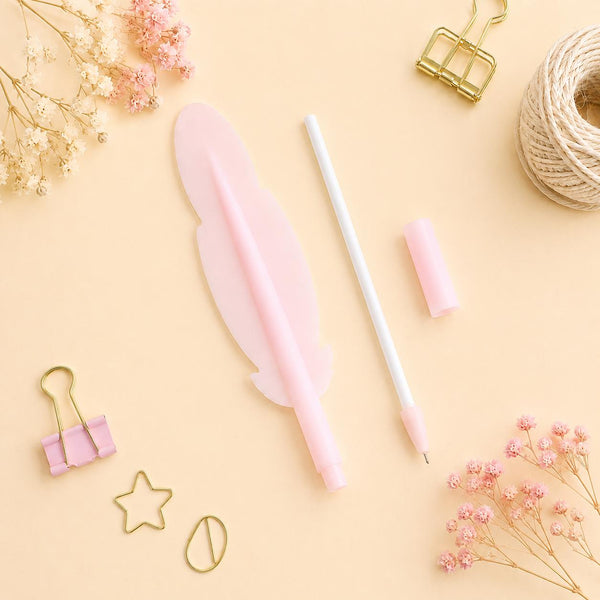 Pastel Feather Gel Pen – Soft Grip Writing Pen