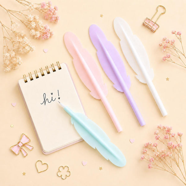 Pastel Feather Gel Pen – Soft Grip Writing Pen