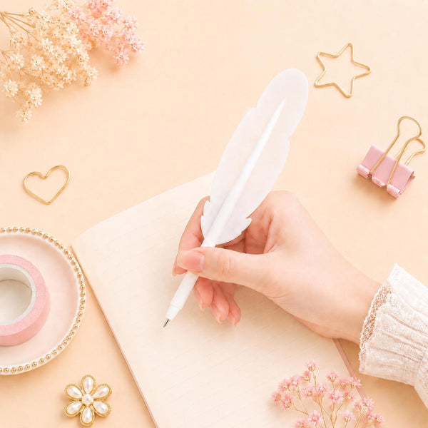 Pastel Feather Gel Pen – Soft Grip Writing Pen