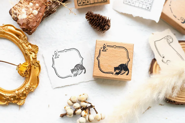 Feline Journal Wooden Stamp