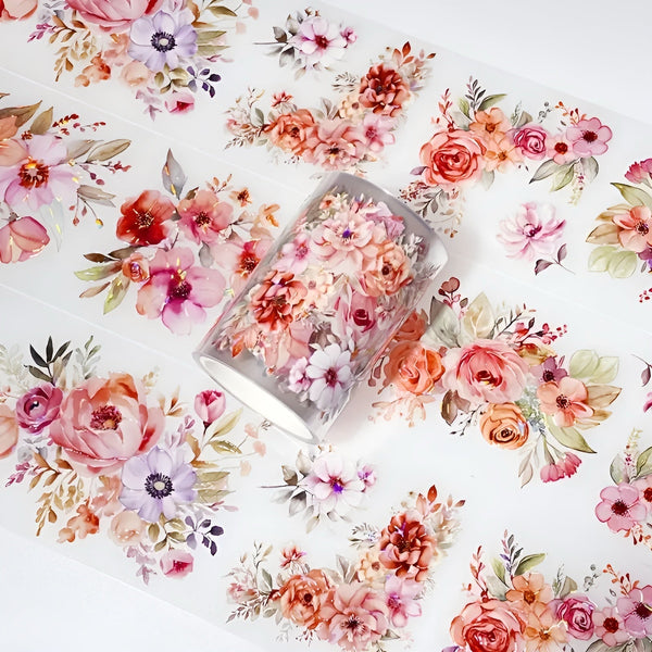 Flowers Bouquet Clear Masking Tape - Extra Wide