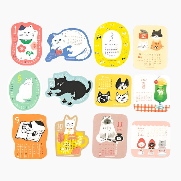 Furukawashiko 2026 Monthly View Stickers - Cat