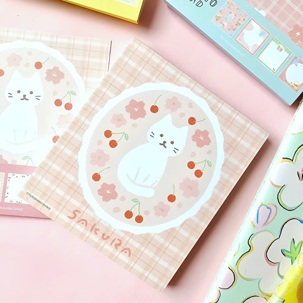 Furukawashiko 4 Designs Memo Pad - Cat & Sakura