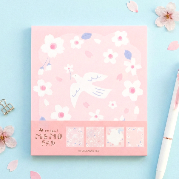 Furukawashiko 4 Designs Memo Pad - Limited Spring Edition - Dove