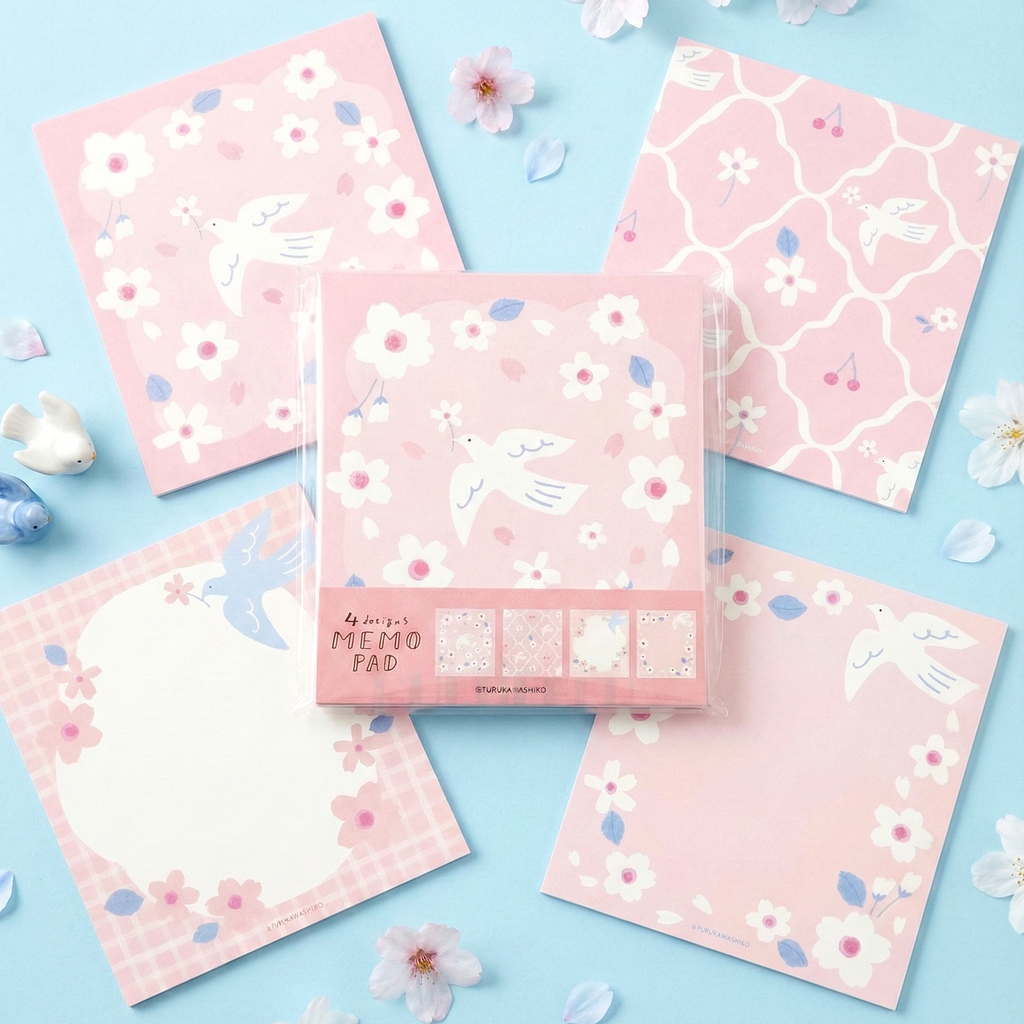 Furukawashiko 4 Designs Memo Pad - Limited Spring Edition - Dove