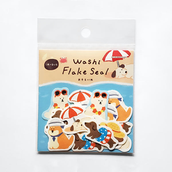 Furukawashiko Washi Flake Seal Stickers - Summer Dog