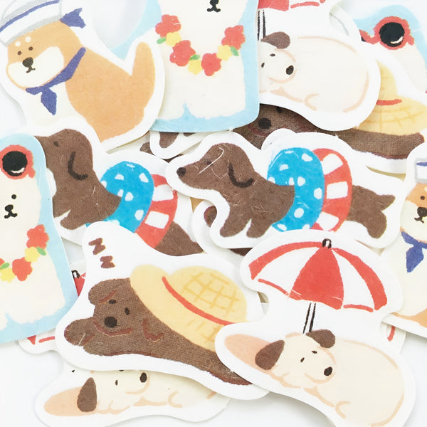 Furukawashiko Washi Flake Seal Stickers - Summer Dog