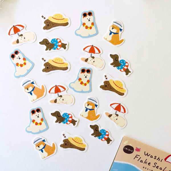 Furukawashiko Washi Flake Seal Stickers - Summer Dog