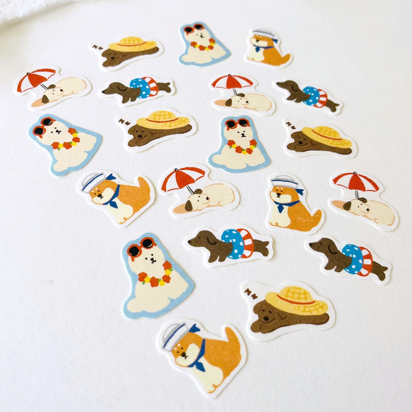 Furukawashiko Washi Flake Seal Stickers - Summer Dog