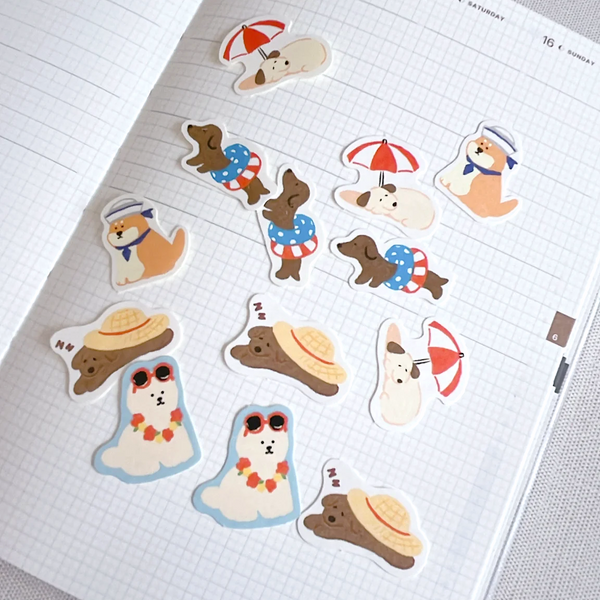 Furukawashiko Washi Flake Seal Stickers - Summer Dog