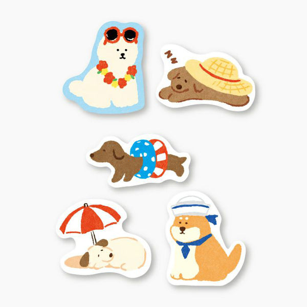 Furukawashiko Washi Flake Seal Stickers - Summer Dog