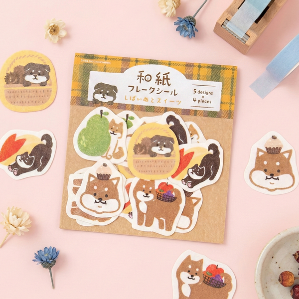 Furukawashiko Flake Stickers - Limited Autumn Edition - Shiba Inu & Sweets