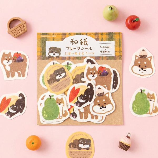 Furukawashiko Flake Stickers - Limited Autumn Edition - Shiba Inu & Sweets