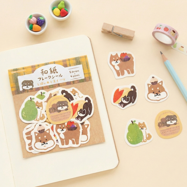 Furukawashiko Flake Stickers - Limited Autumn Edition - Shiba Inu & Sweets