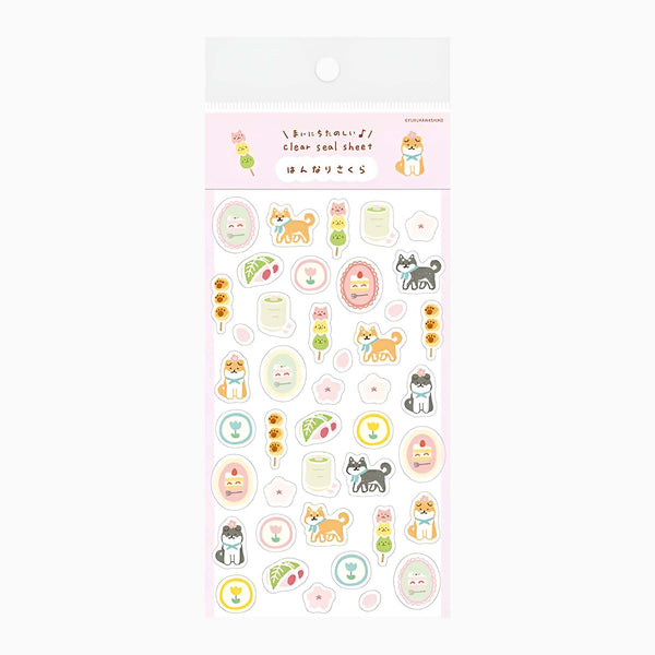 Furukawashiko Transparent Sticker Sheet - Shiba & Japanese Sweets