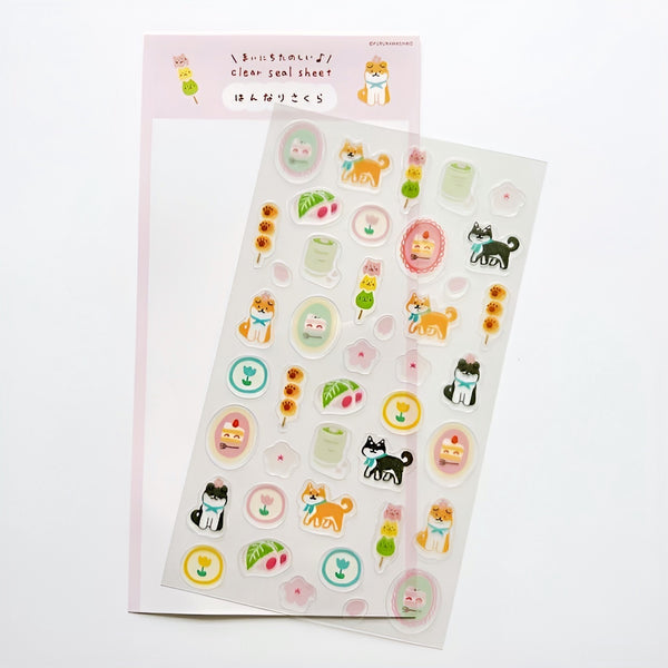 Furukawashiko Transparent Sticker Sheet - Shiba & Japanese Sweets