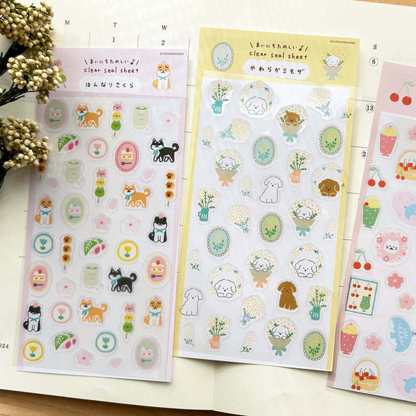 Furukawashiko Transparent Sticker Sheet - Shiba & Japanese Sweets