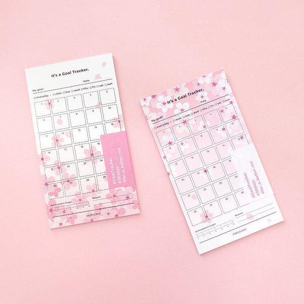 Paperian Cherry Blossom 30 Days Goal Tracker - 12 Sheets