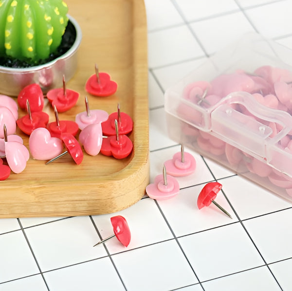 Heart Shaped Push Pins (50 Pcs)