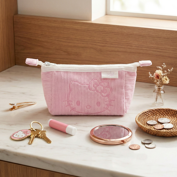 Hello Kitty Corduroy Cosmetic Pouch