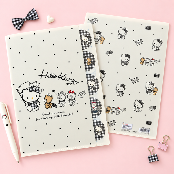 Hello Kitty Folder With Dividers - Limited Sweet Check Edition - Black