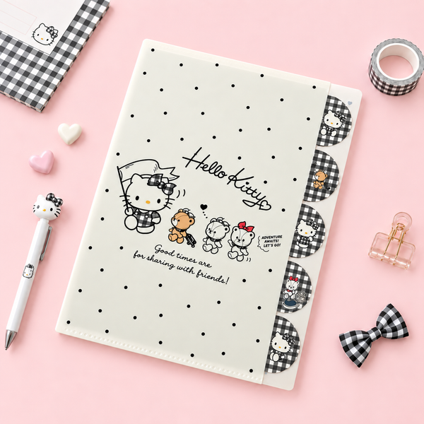 Hello Kitty Folder With Dividers - Limited Sweet Check Edition - Black