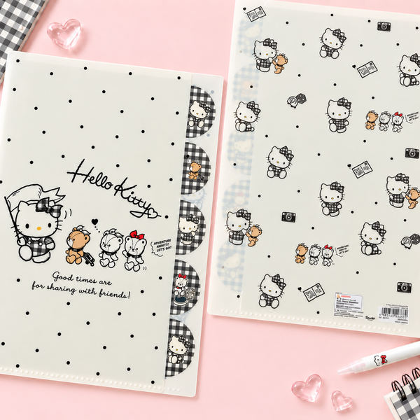 Hello Kitty Folder With Dividers - Limited Sweet Check Edition - Black